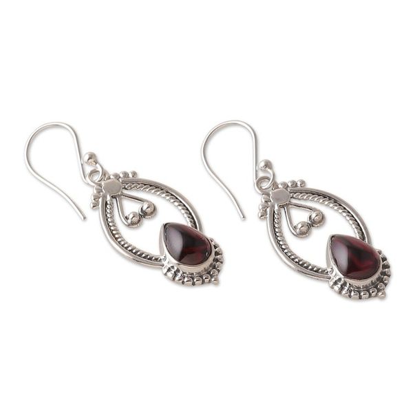 Alternate image for Classic Natural Garnet and Sterling Silver Dangle Earrings Passion Manor