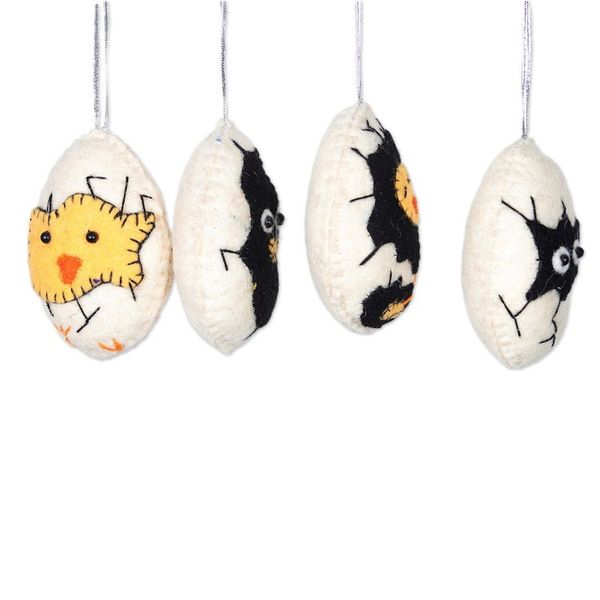 Alternate image for Handcrafted Egg-Shaped Wool Felt Ornaments Set of 4 Halloween Eggs