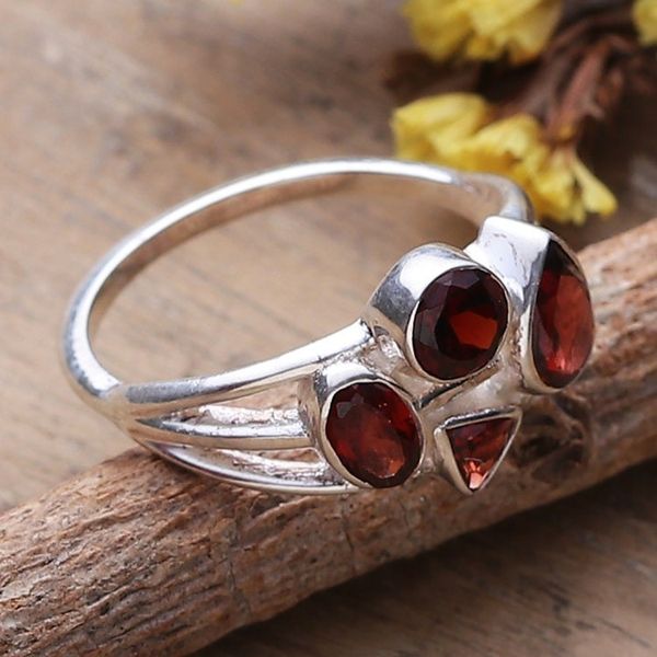 Alternate image for One-Carat Faceted Natural Garnet Cocktail Ring Scarlet Bliss