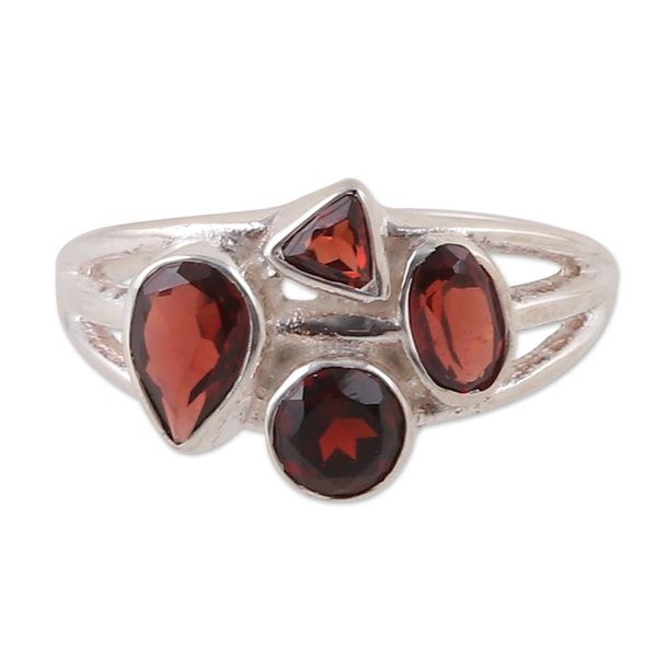 Alternate image for One-Carat Faceted Natural Garnet Cocktail Ring Scarlet Bliss