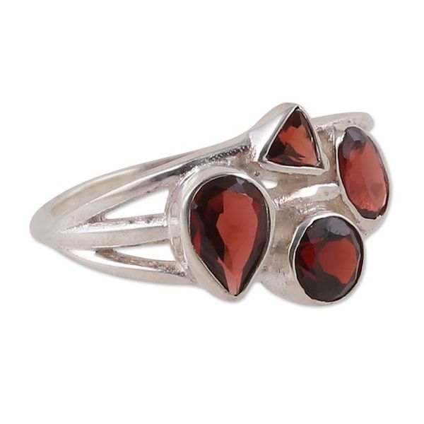 Alternate image for One-Carat Faceted Natural Garnet Cocktail Ring Scarlet Bliss