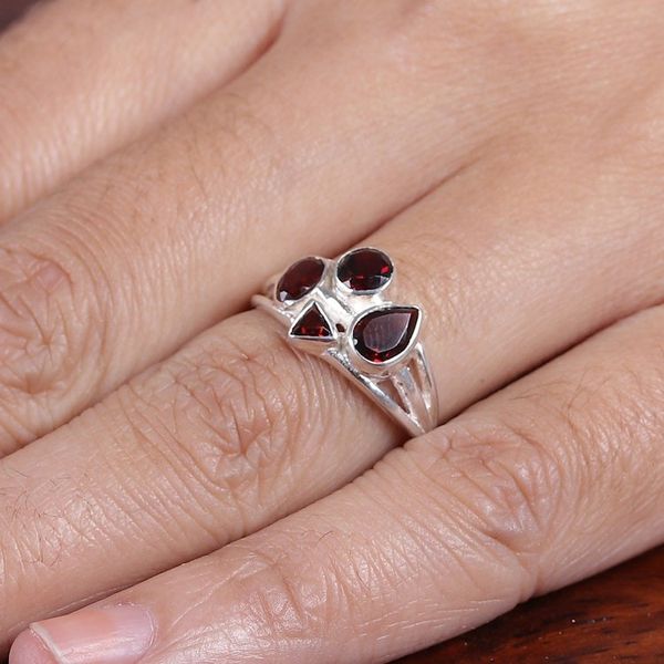 Alternate image for One-Carat Faceted Natural Garnet Cocktail Ring Scarlet Bliss
