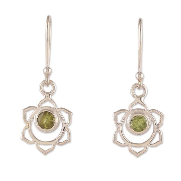 Alternate image for Sacral Chakra-Shaped Natural Peridot Dangle Earrings Harmonious Chakra