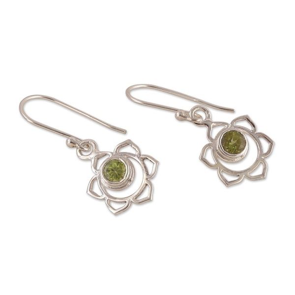 Alternate image for Sacral Chakra-Shaped Natural Peridot Dangle Earrings Harmonious Chakra