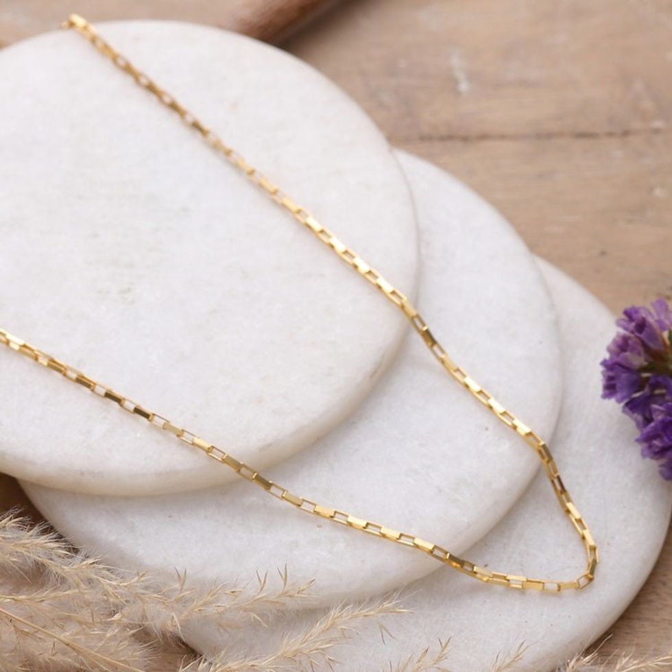 High-Polished 22k Gold-Plated Venetian Chain Necklace 'Venetian Caprice'