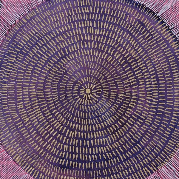 Alternate image for Signed Abstract Pink Acrylic and Watercolor Painting Settle