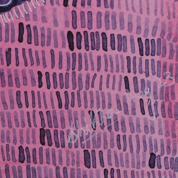 Alternate image for Signed Abstract Pink Acrylic and Watercolor Painting Settle