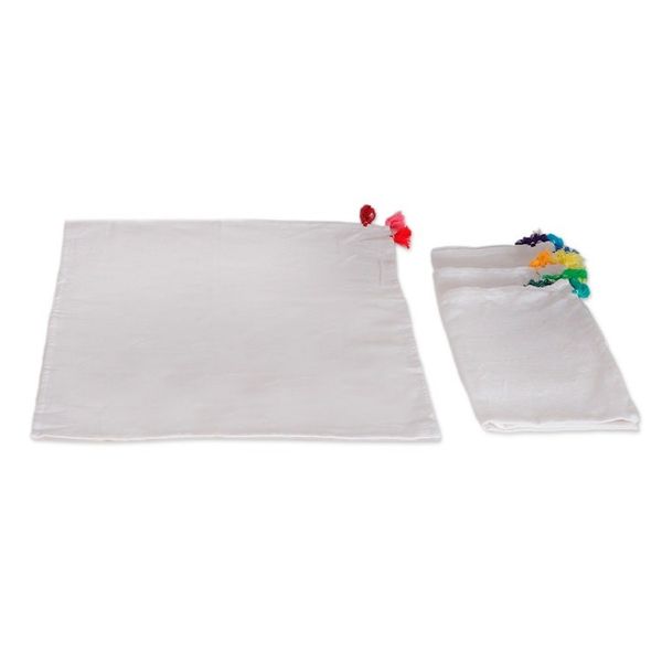 Alternate image for Set of 4 Handwoven Cotton Napkins with Colorful Tassels Tassel Meals