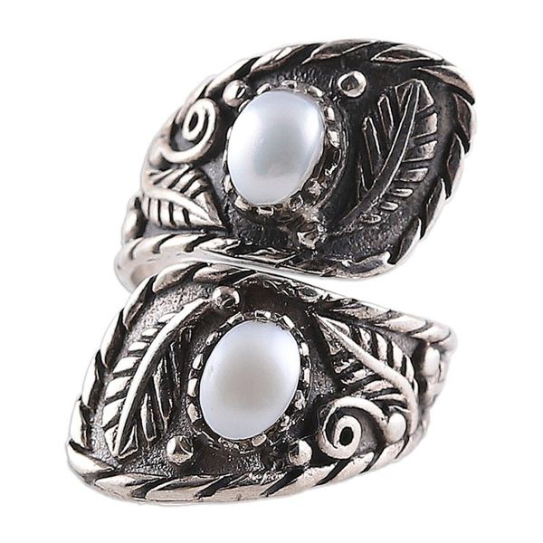 Alternate image for Classic Leafy and Floral Cream Cultured Pearl Wrap Ring Call from the Ocean