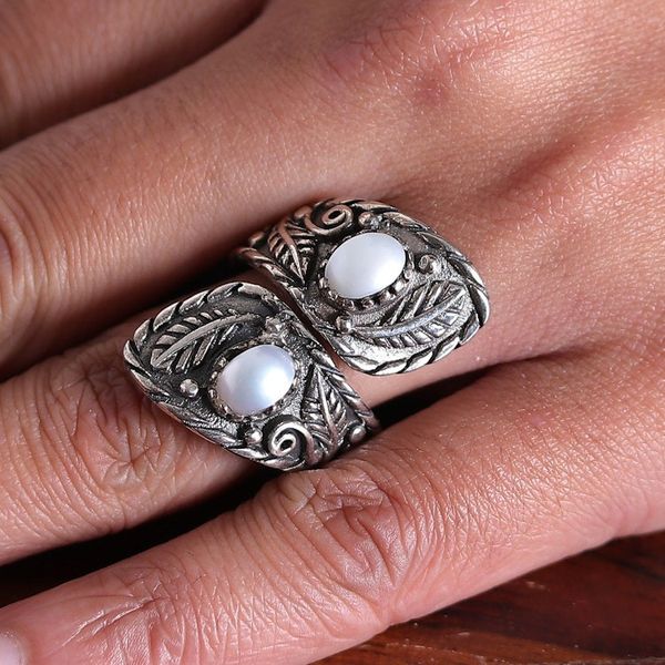 Alternate image for Classic Leafy and Floral Cream Cultured Pearl Wrap Ring Call from the Ocean