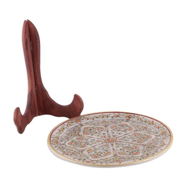 Alternate image for Traditional Floral and Leafy Marble Decorative Plate Blooming Celebration