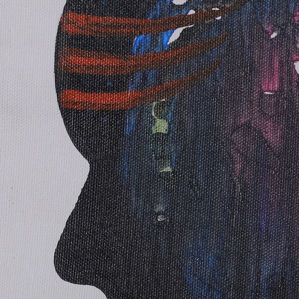 Alternate image for Signed Expressionist Blue and Yellow Acrylic Painting Sadhak