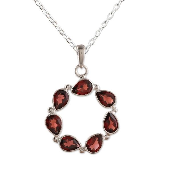 Alternate image for Five-Carat Natural Garnet Vortex-Shaped Pendant Necklace Romance Within