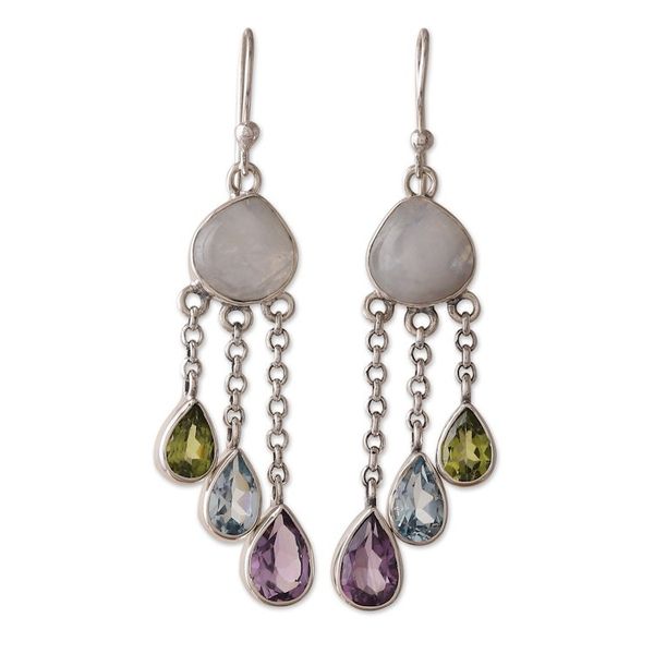 Alternate image for Five-Carat Multi-Gemstone Chandelier Earrings from India Jewel Palace