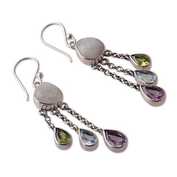 Alternate image for Five-Carat Multi-Gemstone Chandelier Earrings from India Jewel Palace
