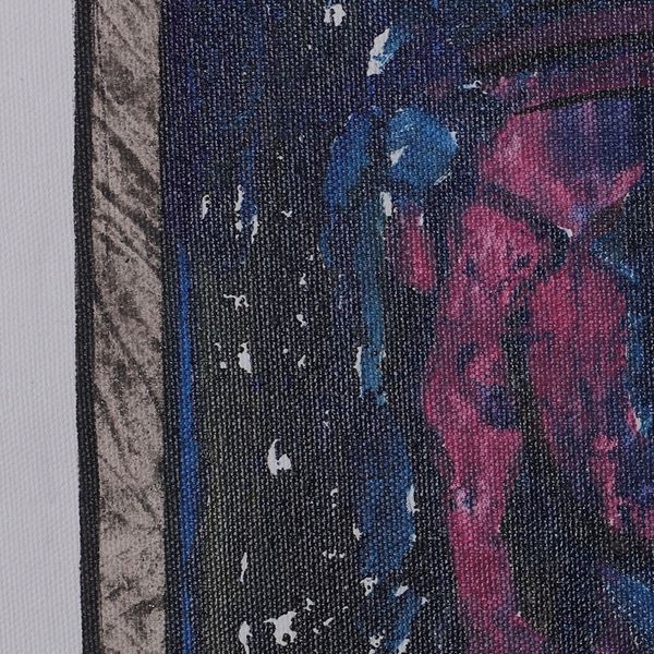 Alternate image for Signed Expressionist Blue and Pink Acrylic Somnath Painting Somnath