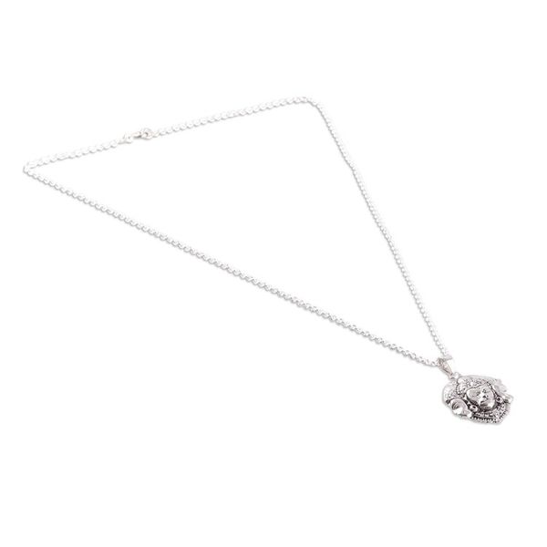 Alternate image for Traditional Sterling Silver Hanuman Pendant Necklace Trimukhi Hanuman