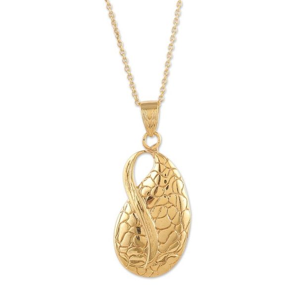 Alternate image for High-Polished Traditional Brass Pendant Necklace from India A Sacred Drop