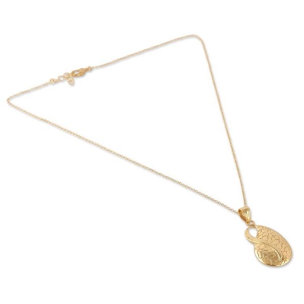 Alternate image for High-Polished Traditional Brass Pendant Necklace from India A Sacred Drop