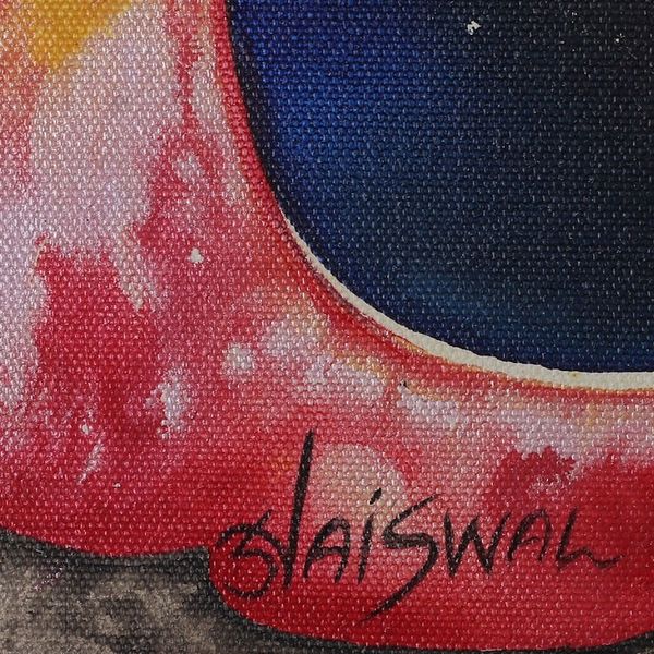 Alternate image for Signed Expressionist Vibrant Acrylic Tridev Painting Tridev
