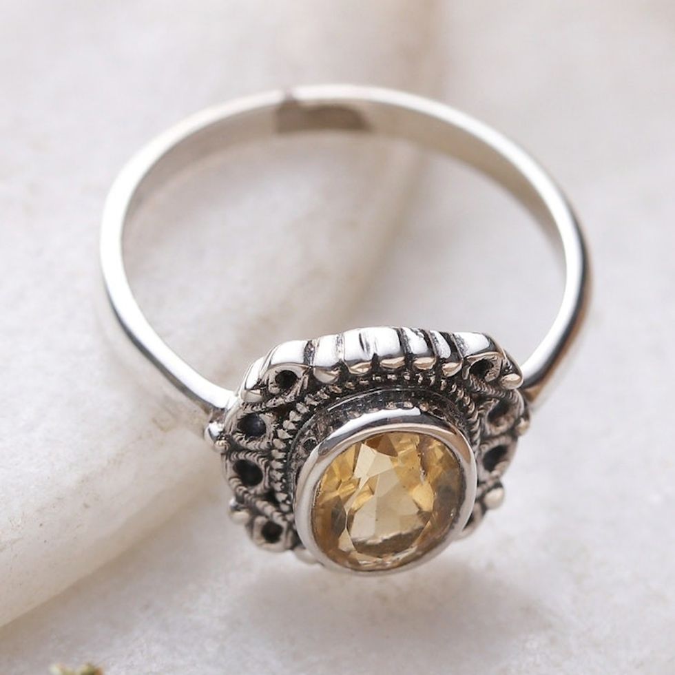 Baroque-Inspired Faceted One-Carat Citrine Single Stone Ring 'Joyous Memory'