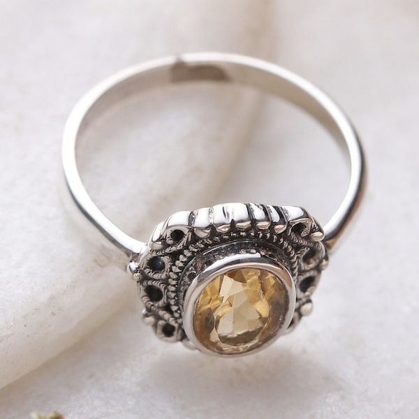 Alternate image for Baroque-Inspired Faceted One-Carat Citrine Single Stone Ring Joyous Memory