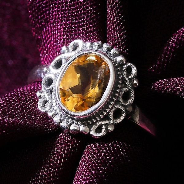 Alternate image for Baroque-Inspired Faceted One-Carat Citrine Single Stone Ring Joyous Memory