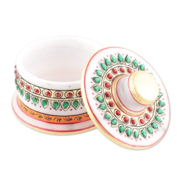Alternate image for Green and Red Marble Tray and Covered Bowls 5 Pieces Gathering at the Palace