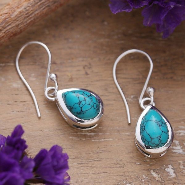 Alternate image for Polished Drop-Shaped Calcite Dangle Earrings from India Sky Droplets