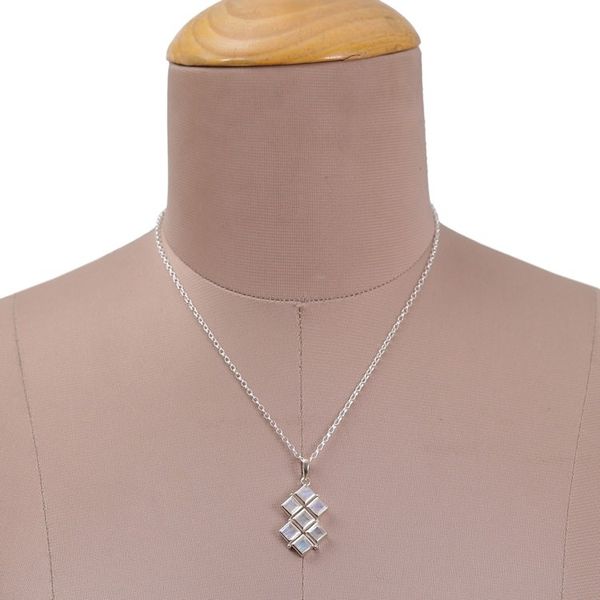 Alternate image for Natural Two-Carat Rainbow Moonstone Pendant Necklace Misty Energy