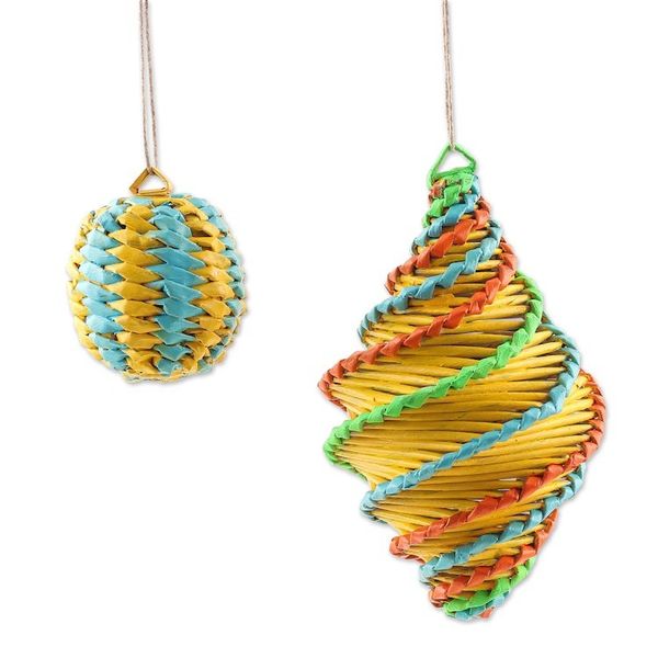 Alternate image for Eco-Friendly Painted Recycled Paper Ornaments Set of 2 Christmas Spell