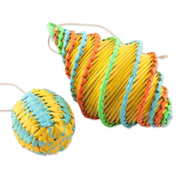 Alternate image for Eco-Friendly Painted Recycled Paper Ornaments Set of 2 Christmas Spell