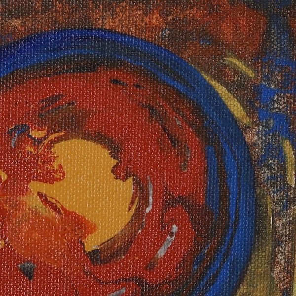 Alternate image for Signed Expressionist Red and Blue Acrylic Abstract Painting Sakti Kunj