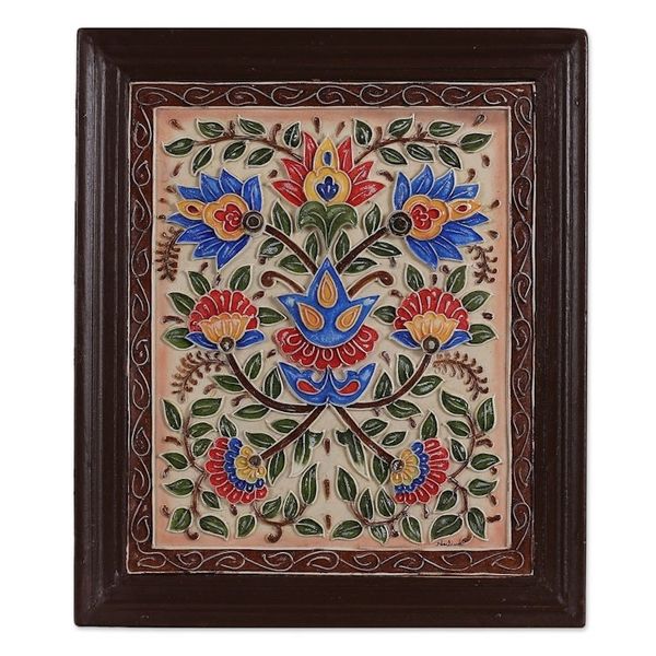 Alternate image for Classic Floral Handcrafted Marble Dust Relief Wall Art Floral Sublimity