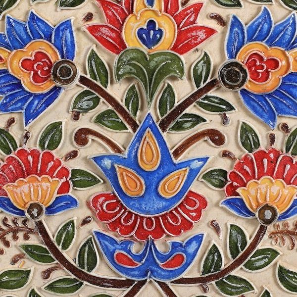 Alternate image for Classic Floral Handcrafted Marble Dust Relief Wall Art Floral Sublimity