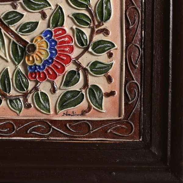 Alternate image for Classic Floral Handcrafted Marble Dust Relief Wall Art Floral Sublimity