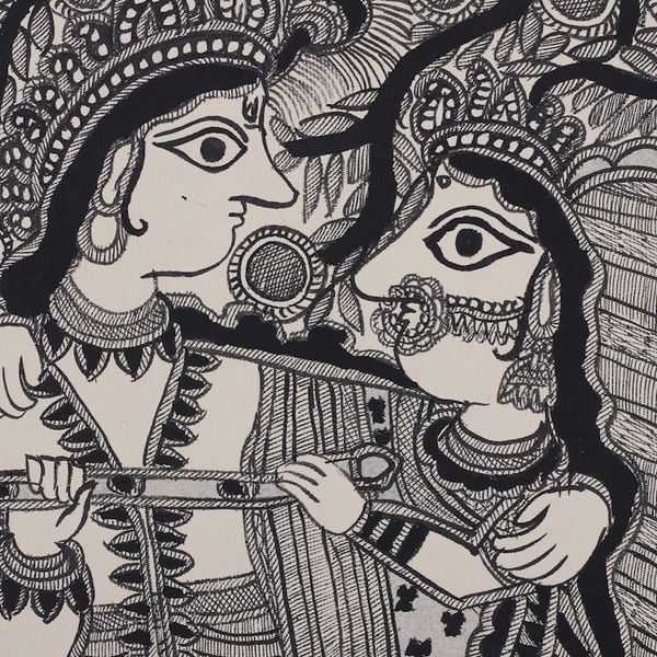 Alternate image for Madhubani Painting of Hindu Gods Krishna and Radha Radha and Krishna Saga