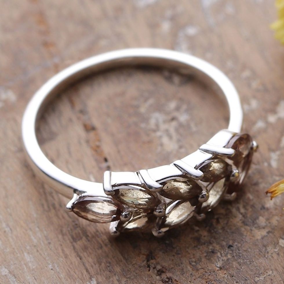 Marquise-Shaped Natural Garnet Cocktail Ring from India 'Scarlet Forest'