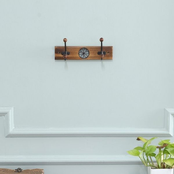 Alternate image for Floral Jali-Style Openwork Beech Wood and Iron Coat Rack Floral Majesty