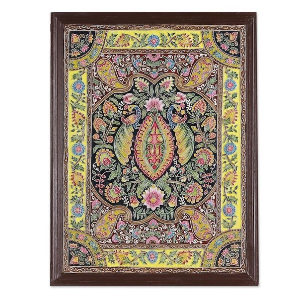 Alternate image for Traditional Floral Marble Dust Relief Wall Art from India Floral Fascination