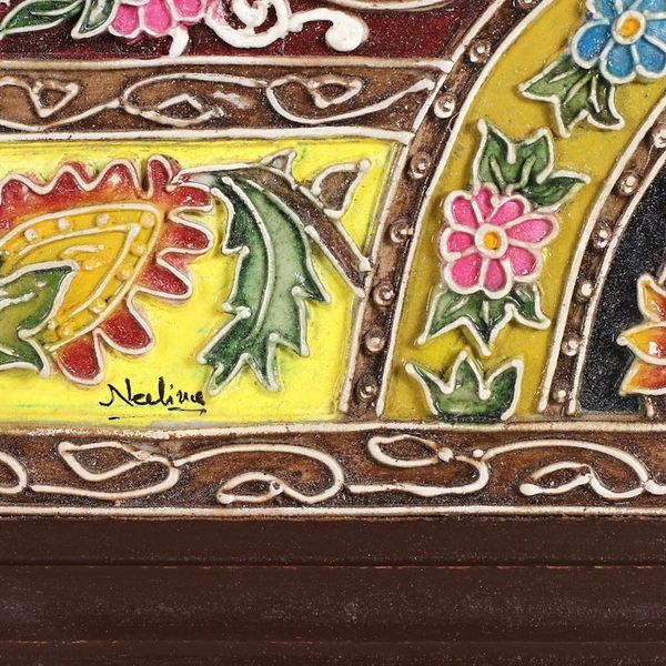 Alternate image for Traditional Floral Marble Dust Relief Wall Art from India Floral Fascination