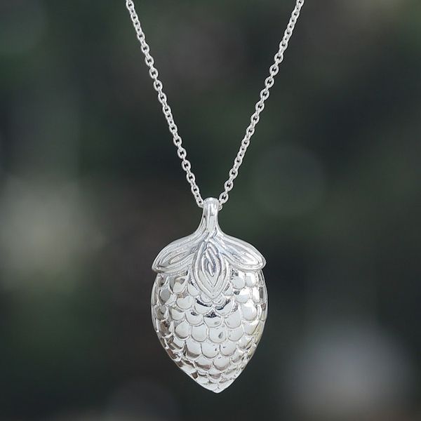 Alternate image for Strawberry-Themed Silver-Plated Brass Pendant Necklace Sweet Light
