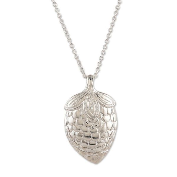Alternate image for Strawberry-Themed Silver-Plated Brass Pendant Necklace Sweet Light