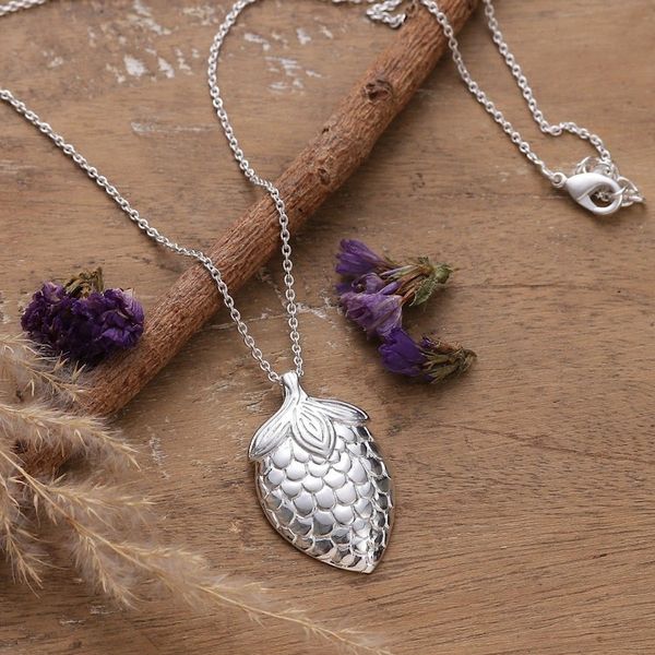 Alternate image for Strawberry-Themed Silver-Plated Brass Pendant Necklace Sweet Light