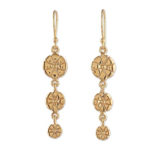 Alternate image for Floral High-Polished Brass Dangle Earrings from India Floral Victory