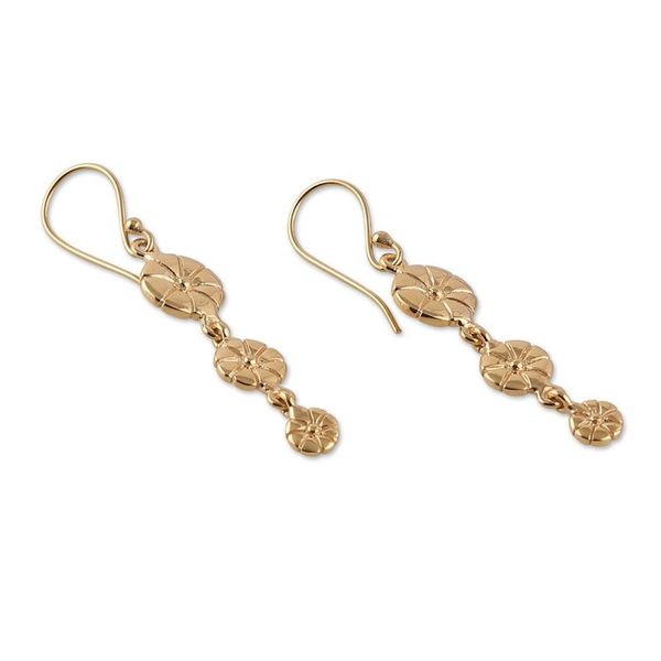 Alternate image for Floral High-Polished Brass Dangle Earrings from India Floral Victory