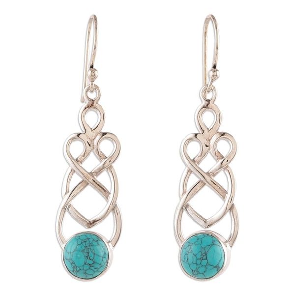 Alternate image for Polished Calcite Cabochon Dangle Earrings from India Intellectual Twists