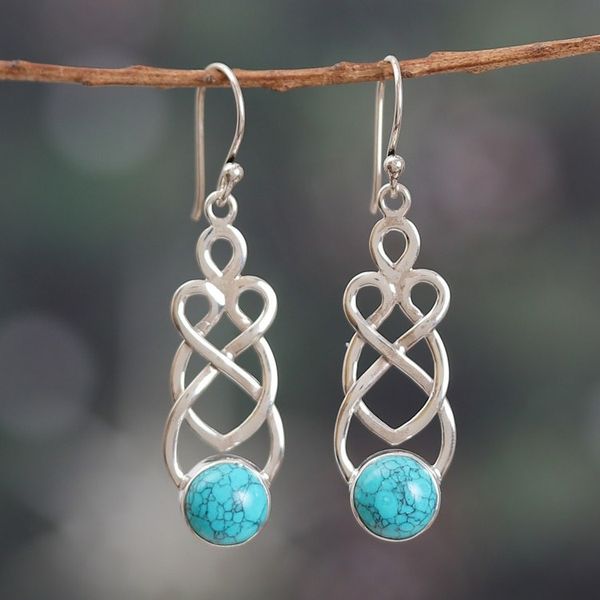 Alternate image for Polished Calcite Cabochon Dangle Earrings from India Intellectual Twists