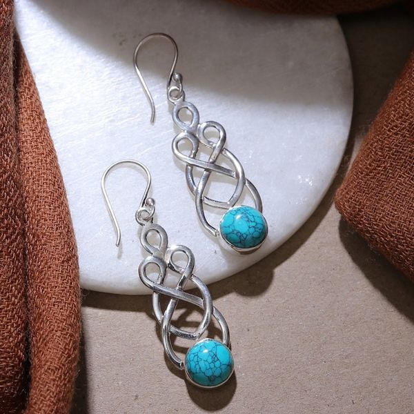 Alternate image for Polished Calcite Cabochon Dangle Earrings from India Intellectual Twists