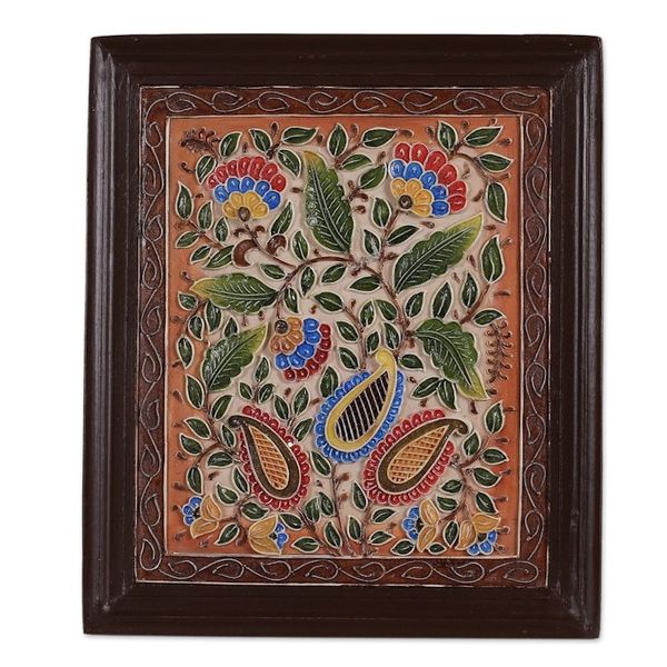 Alternate image for Classic Floral and Paisley Marble Dust Relief Wall Art Floral Mirage